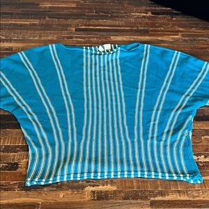 Moth Striped Teal Knit Women's Pullover Sweatshirt
